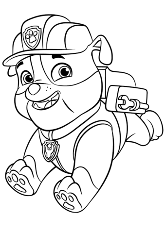 Paw Patrol Rubble With Backpack Coloring Page